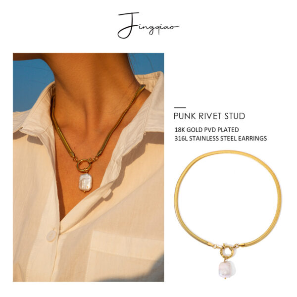 Titanium Steel Freshwater Pearl Stainless Steel Necklace - Image 6