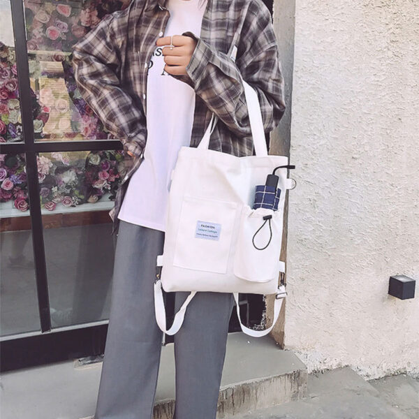 Harajuku Canvas Bags Students Handbag With Pockets Preppy Buckpack Shoulder Bag For Women Shoolbags - Image 2