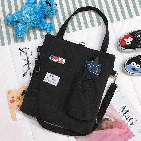 Harajuku Canvas Bags Students Handbag With Pockets Preppy Buckpack Shoulder Bag For Women Shoolbags - Image 10