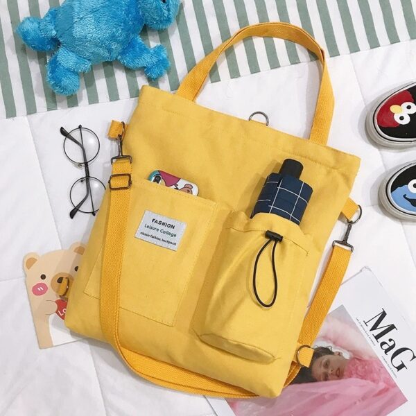 Harajuku Canvas Bags Students Handbag With Pockets Preppy Buckpack Shoulder Bag For Women Shoolbags - Image 3