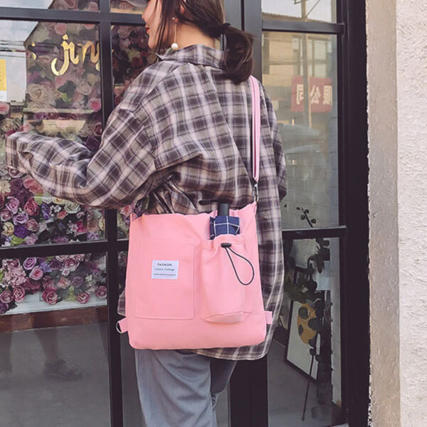 Harajuku Canvas Bags Students Handbag With Pockets Preppy Buckpack Shoulder Bag For Women Shoolbags - Image 6